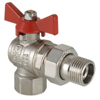 Кран шаровой VALTEC "BASE", 1/2" с полусгоном, угловой (Американка)