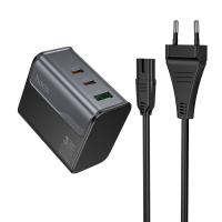 Зарядное устройство сетевое 1хUSB, 2хType-C, 220 В, 70 Вт, чёрное
