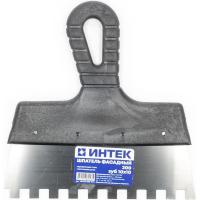 Шпатель фасадный зубчатый ИНТЕК, 200 мм, нержавеющая сталь, пластиковая ручка, зуб 10х10 мм