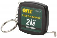 Рулетка-брелок FIT, чёрная, квадратная, 2 м