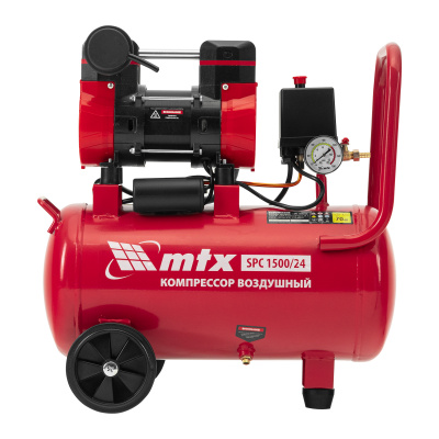Компрессор MTX SPC 1500/24, 1500 Вт, 24 л, 260 л/мин, безмасляный, малошумный