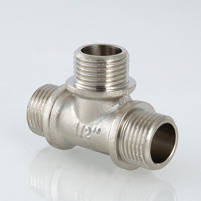 Тройник 1/2", наружные резьбы, латунный, Valtec