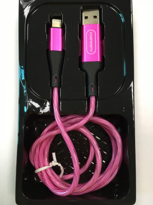Шнур USB шт. - iPhone шт., 1 м, светящийся, красный