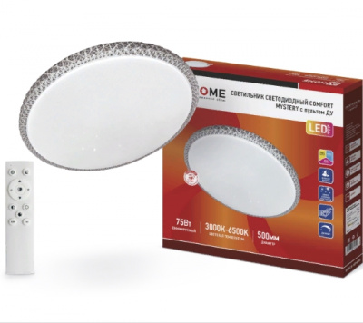 Светильник LED IN HOME COMFORT MYSTERY, 75 Вт, 3000-6500 К, 500х65 мм, 6000 лм, с пультом ДУ