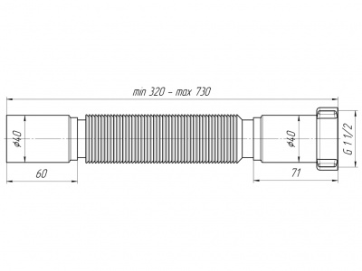 Гофра 1½"x40 мм (320-730 мм)