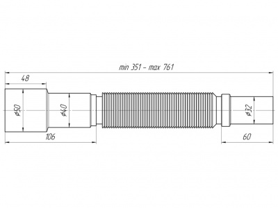 Гофра 32x40/50 мм (351-761 мм)