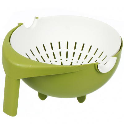 Дуршлаг пластиковый с миской Mesh Stainer, зелёный