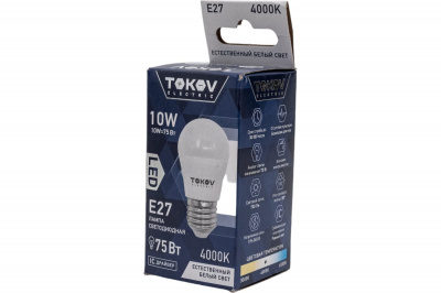 Лампа LED TOKOV, G45, 10 Вт, Е27, 4000 К, 230 В