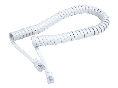 Шнур телефонный, витой, белый, 4 метра (для трубки)