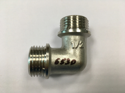 Уголок 1/2" наружные резьбы, латунный