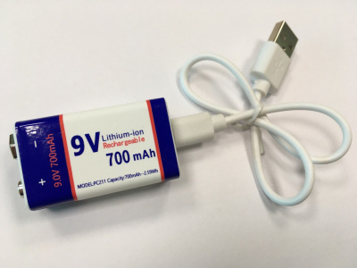 Аккумулятор крона 6LR61, 700 mA, 9 В, microUSB, Li-ion