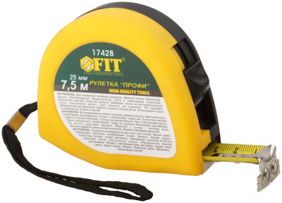 Рулетка FIT "Профи", 7,5 м x 25 мм, магнитный зацеп