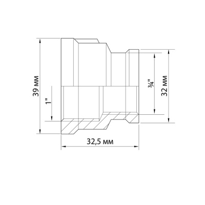 Муфта переходная 3/4" x 1", латунная VRT