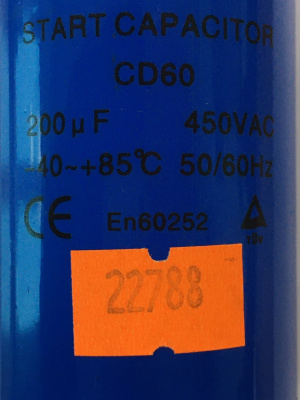 Конденсатор CBB60, 200 мФ, 450 В