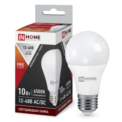 Лампа LED IN HOME МО-PRO, 10 Вт, Е27, 6500 К, 12-48 В, 900 лм
