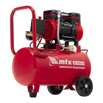 Компрессор MTX SPC 1500/24, 1500 Вт, 24 л, 260 л/мин, безмасляный, малошумный