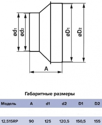Редуктор ERA РП установочный Ø125/155 мм, внутренний Ø120,5/150,5 мм