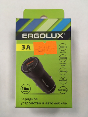 Зарядное устройство в "автоприкуриватель" 1хUSB + 1xType-C, 12В, чёрное