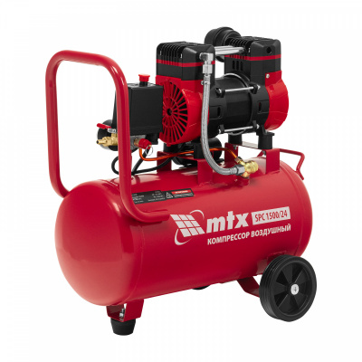 Компрессор MTX SPC 1500/24, 1500 Вт, 24 л, 260 л/мин, безмасляный, малошумный