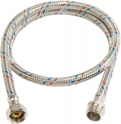 Подводка для воды в стальной оплётке, 1/2", 1 м 80 см, гайка/штуцер