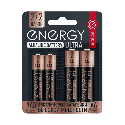 Элементы питания ENERGY ULTRA, LR06+LR03, 4 штуки