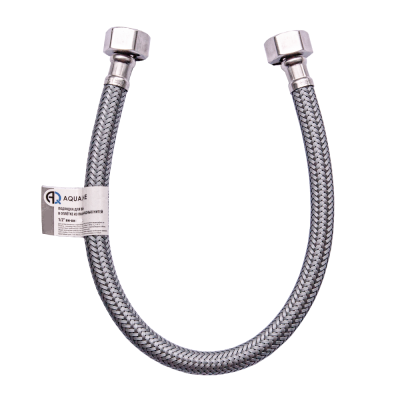 Подводка для воды AQUALINE, 1/2", 80 см, гайка/гайка, в оплётке из полиамидных нитей