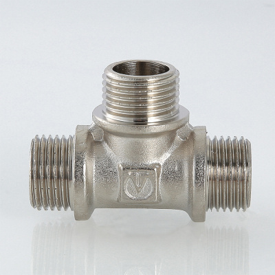 Тройник 1/2", наружные резьбы, латунный, Valtec