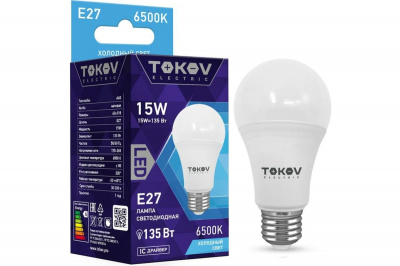 Лампа LED TOKOV, A60, 15 Вт, Е27, 6500 К, 230 В
