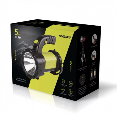 Фонарь-прожектор smartbuy SBF-501-К, 7 режимов, подвесной, с креплением на штатив, USB, 8600 мАч, LED5Вт+3Вт
