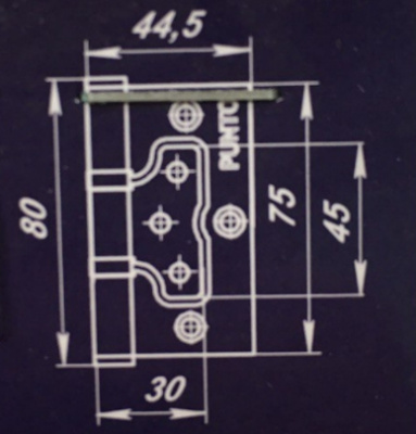 Петля PUNTO без врезки IN3200W-HD PN матовый никель, 75х60х2,5 мм