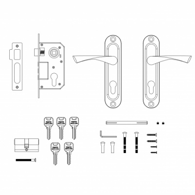 Замок врезной PUNTO Lockset15 Crona 4061-3 SN, матовый никель