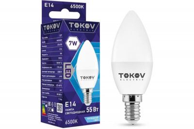 Лампа LED TOKOV, C37, 7 Вт, Е14, 6500 К, 230 В