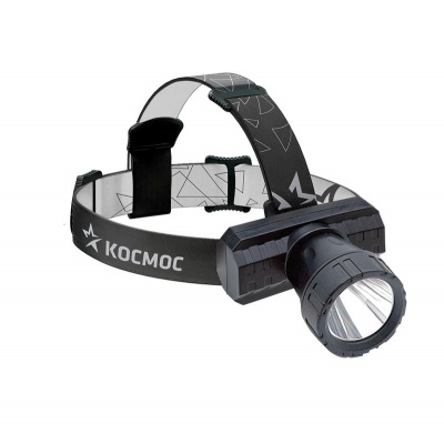 Фонарь налобный аккумуляторный КОСМОС LED КосАсНеаd3W, зарядное устройство microUSB (1LED, 3Вт, 3,7В, 1Ач)