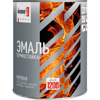 Эмаль KUDO PROFF, термостойкая, серая матовая RAL7040, 900 мл