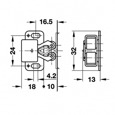 Защёлка мебельная KL-230 AC, медь