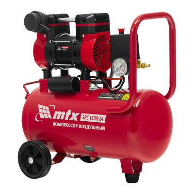 Компрессор MTX SPC 1500/24, 1500 Вт, 24 л, 260 л/мин, безмасляный, малошумный