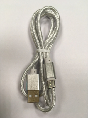 Шнур USB шт. - MicroUSB шт., 1 м, ткань, серебристый