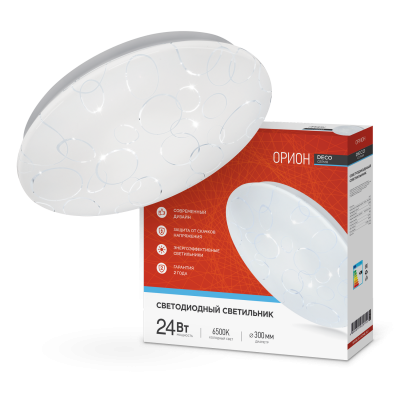 Светильник LED IN HOME DECO "ОРИОН", 24 Вт, 6500 К, 300x55 мм, IP40