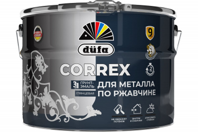 Грунт-эмаль по ржавчине 3 в 1 глянцевая düfa CORREX, RAL 5005 синяя, 10 л