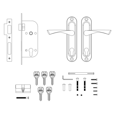 Замок врезной PUNTO Lockset16 Crona 4070-1 AB, бронза