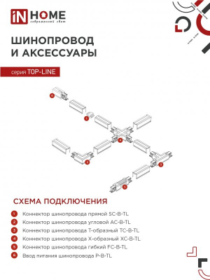 Светильник IN HOME TP-GX53-TL 81RB подвесной, трековый, с подсветкой, чёрный, серия TOP-LINE
