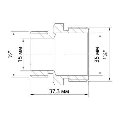 Ниппель переходник 1/2" x 1¼", латунный, VRT