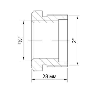 Футорка 1½" в. x 2" н., латунная, VRT