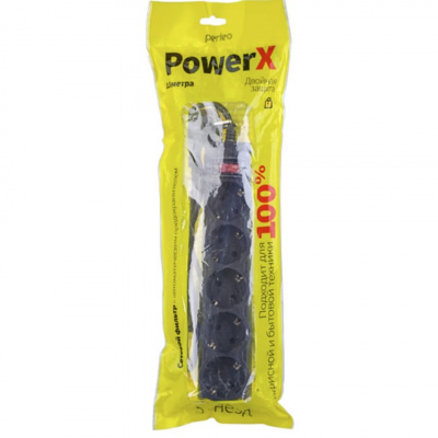 Фильтр сетевой perfeo "PowerX", 5 розеток, 1,8 метра, ПВС 3x0,75, чёрный