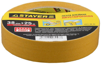 Лента клеящая STAYER двухсторонняя, 38 мм х 25 м