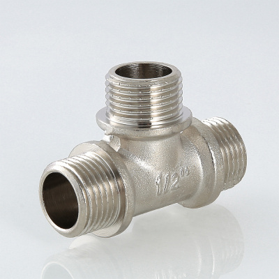 Тройник 1/2", наружные резьбы, латунный, Valtec