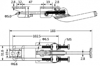 Замок стяжной  (цинк) ручка прорезиненная (GH-431)