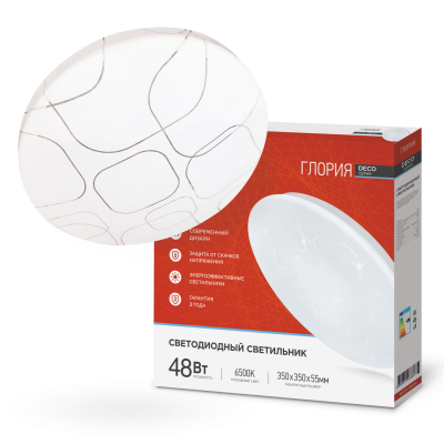 Светильник LED IN HOME DECO "ГЛОРИЯ", 48 Вт, 6500 К, 350x55 мм, IP40
