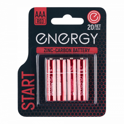 Элементы питания ENERGY START, AAА, R03, 4 штуки