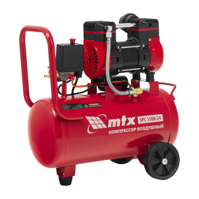 Компрессор MTX SPC 1500/24, 1500 Вт, 24 л, 260 л/мин, безмасляный, малошумный